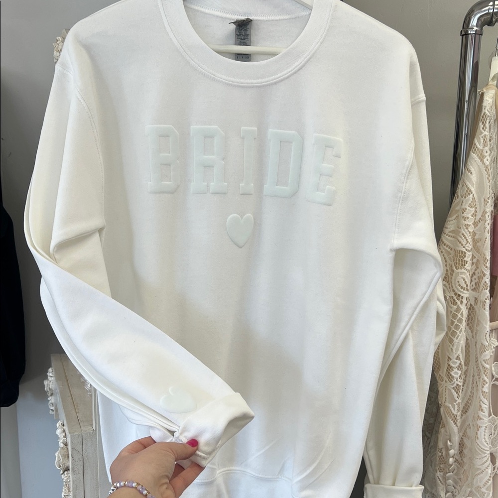 White BRIDE Sweatshirt with Heart